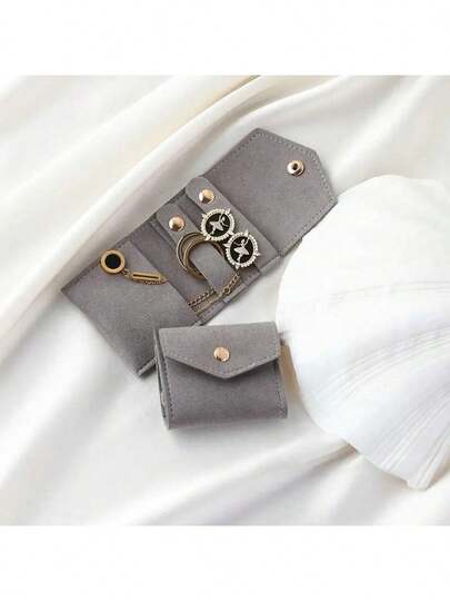 1 件装超细纤维仿首饰袋，多功能便携式首饰收纳袋，可收纳耳环、戒指和耳钉，是情人节、圣诞节和开学季的完美礼物