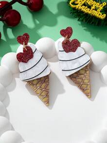 Women's Holiday Party Drop Earrings, Sparkling Christmas Earrings For Women, Alloy Christmas Gift For Her