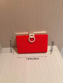 1 Túi cầm tay dạ hội hình hộp nhung sang trọng, Túi dự tiệc trang trọng có nút đính đá giả kim cương, Thích hợp cho trang phục trang trọng, dạ tiệc, vũ hội - Túi đeo chéo vuông tối giản cho dự tiệc trang trọng - Đỏ - Xem 4