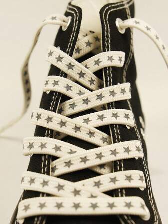 1 Pair Casual Star Pattern Polyester Braided Shoelaces, Suitable For Outdoor Wear All Seasons