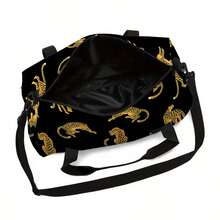 Túi du lịch cỡ lớn in hình động vật, túi xách tay gấp gọn tiện dụng, túi hành lý, túi đựng đồ qua đêm, túi đựng đồ du lịch bền chắc, đồ dùng cần thiết cho du lịch biển, kỳ nghỉ, dành cho nam và nữ. - màu đen - Xem 3