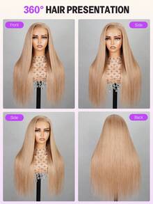 MEGALOOK 6"X5" Silky Straight Hairline Transparent Lace Front Wig, Milk Tea Brown Color - S20L - View 6