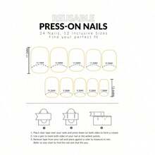24Pcs Press On Nails Full Cover European-Style - Yellow Gradient With 3D Resin Flower, Premium Quality Reusable Artificial Nails, Glossy Finish & Easy To Apply, Cute Aesthetic For Birthday Party & Daily Outfits,  Manicure Accessories For Women & Girls - 粉色 - 查看 5