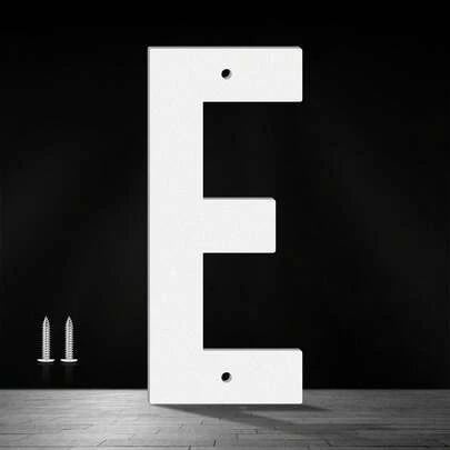 Dxiaojj Modern White Metal House Numbers & Letters – Large Outdoor Address Plaque For Front Door, Exterior Wall, Or Apartment – Weather-Resistant Home Number Sign With Mounting Screws – Flat House Number Set, Street Address Numbers For Home Or Office (Letter E)
