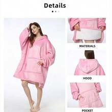 2025 New Wearable Hooded Blanket, Double-Sided Flannel With Pockets, Slouchy Blanket Thick Long Sleeve Jumpsuit Blanket, Soft & Warm, Suitable As Gift For Men And Women - Multicolor - View 9