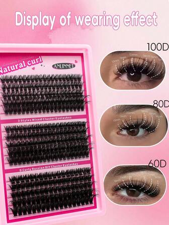 15 Row 290 PCS/300PCS Individual Lash Clusters 60D+80D+100D/30D+40D+50D C Curl 10-16mm DIY Lash Clusters Extra Thick&Fluffy&Natural Look Reusable Individual Eyelash Extension Kit For Self Use At Home Or On-The-Go For Daily Life&Wedding&Dating&Party&Travel&Spring Daylash Clusters,Eyelash Clusters,Individual Eyelashes,Lashes,Fake Lashes