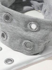 Grunge Punk  1pcs  Fashion Perforated Wide Headbands, Suitable For Streetwear, Casual Wear And Outings Hair Band Turban Headband Sweatband - 黑色 - 查看 5