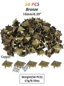 100 chiếc đinh tán hình chóp vuông, đinh tán kim loại 4 chấu, phụ kiện đầu nhọn, thích hợp cho quần áo, túi xách, giày dép, đồ thủ công phong cách Punk Rock, có thể dùng để tự làm đinh tán da, túi xách, quần áo, giày dép, v.v. - Nhiều màu - Xem 9