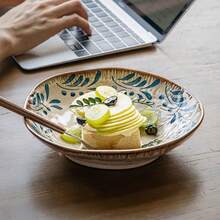 1pc Handmade Ceramic Dessert Plate, 8-Inch Ceramic Fruit Plate, Salad Plate, Serving Plate, Pasta Plate, Dessert Plate - Multicolor - View 5