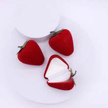 Caja de joyería con forma de fresa de terciopelo, caja de almacenamiento y exhibición de joyas para anillos y aretes con forma de fresa - Multicolor - Ver 5