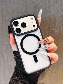 2pcs Magnetic Charging Phone Case, Pink & Black, Minimalist Matte Transparent Magnetic Charging Phone Case