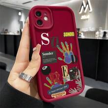 Sonder Hand Phone Case Artistic Typography Style For IPhone 17 16 15 14 13 12 11 Plus Pro Max. Express Yourself With A Unique And Creative Design A Thoughtful Gift For The Stylish Individual. - 酒紅色 - 查看 13