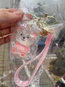 1pc Jelly Bear Keychain, Cute Cartoon Resin Bag Charm, Women's Car Key Chain, Ideal Gift