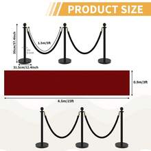 6-Pack Crowd Control Stanchions With 4 Velvet Ropes & 26FT Red Carpet Set, Rope & Stable Base Safety Barriers For Hotel, Theater, Event & Party - Black - View 2