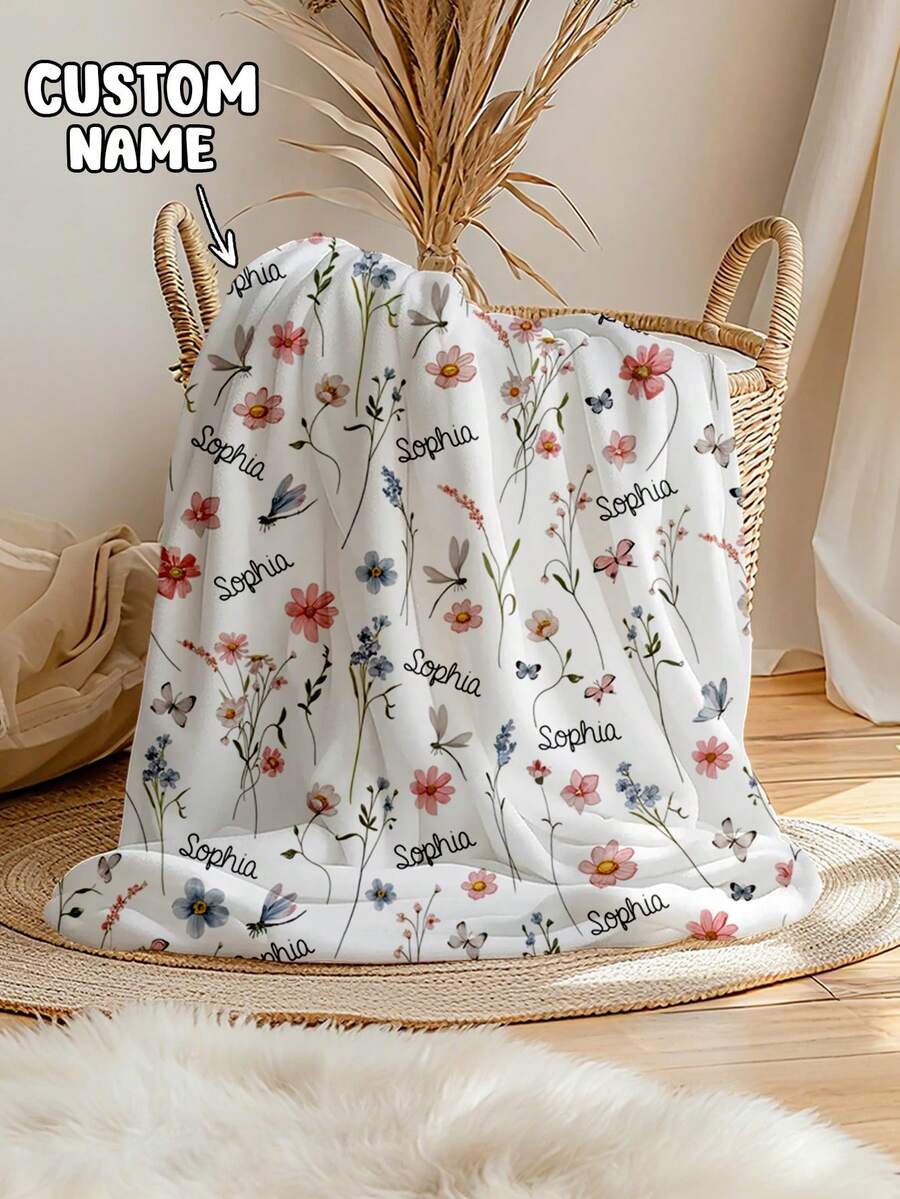 1pc Customized Blanket, Text Blanket, DIY Blanket, Patterned Blanket ...