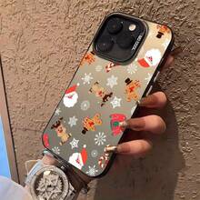 Funda de Teléfono Plateada Estética de Reno de Navidad y Hombre de Jengibre, Cubierta Protectora a Prueba de Golpes para Apple 16 11 15 14 13 12 Pro Plus, Regalo de Navidad Lindo para Mujeres, Hombres, Adolescentes y Chicas - Colores mixtos - Ver 5