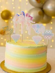 Set de Decoraciones Tipo Cake Topper para Pasteles, Tartas y Repostería con Temática de Hundrix K-Pop  - Set de 6 piezas: 3 Personajes, 1 Letrero Hundrix, 1 Bola Disco y 2 Diamantes - Hechos en Madera MDF de 3 mm de Grosor, Multicolor y 100% Productos Mexicanos - Ideales para Pasteles, Tartas, Gelatinas, Repostería y Regalos para Celebraciones de Cumpleaños, Aniversarios, Infantiles, Juveniles, Temáticas, Bautizos, Confirmaciones, Primera Comunión, Regreso a Clases, Revelación de Sexo, entre otras - De Fácil Colocación, Resistentes y Reutilizables - Diseño Moderno y Actual. Medida variables Letrero con Personajes de 17 cm de largo y 12 cm ancho aproximadamente. - Multicolor - Ver 4