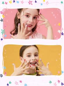 NAIO 216片儿童美甲贴纸，Y2K风格美甲，短方形甲贴，超亮面儿童美甲贴纸，多种时尚可爱图案，如蝴蝶、花朵、波点、草莓、星星设计，美观奢华，光泽亮丽，可重复使用，甜美可爱，简约优雅，可移除甲贴，适合节日、派对、朋友聚会、约会和日常佩戴（花园主题）