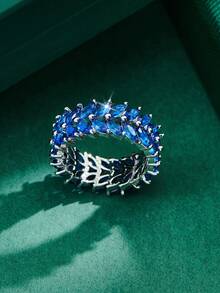 1pc Elegant Luxury Vintage Leaf Design Ring, Inlaid With Pink Synthetic Zirconia, Shiny Accessory, Suitable For Daily Wear And Valentine's Day Gift