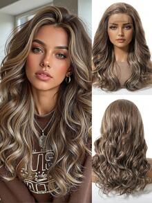 13*4 HD Lace Wig Fashion And Halloween Wacky 16-Inch Long Curly Hair 13*4 HD Lace Area Without Bangs Heat-Resistant Synthetic Hair,For Daily Wear, Parties, Halloween & Cosplay