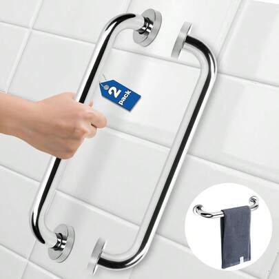 Grab Bars2 PCS Barra de  para Baño 60cm Pasamano Acero Inoxidable Barra de Agarre de Ducha para Discapacitados Mayor Mujer Embarazada Barra de Agarre para Bañera o DuchaGrab Bars