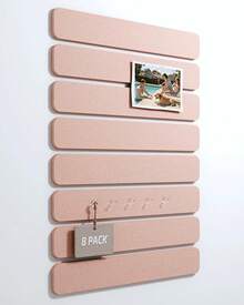 Cork Board Alternative Felt Strip Board 8-Pack 13"X2", Office Pin Board With 50 Push Pins, Adhesive Install For Bedroom Door & Home Office(Linen Dusk) - Hồng - Xem 13