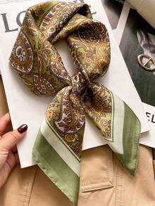 1pc Fashionable Retro Elegant Versatile Breathable Cashew Print Neckerchief - A - View 1