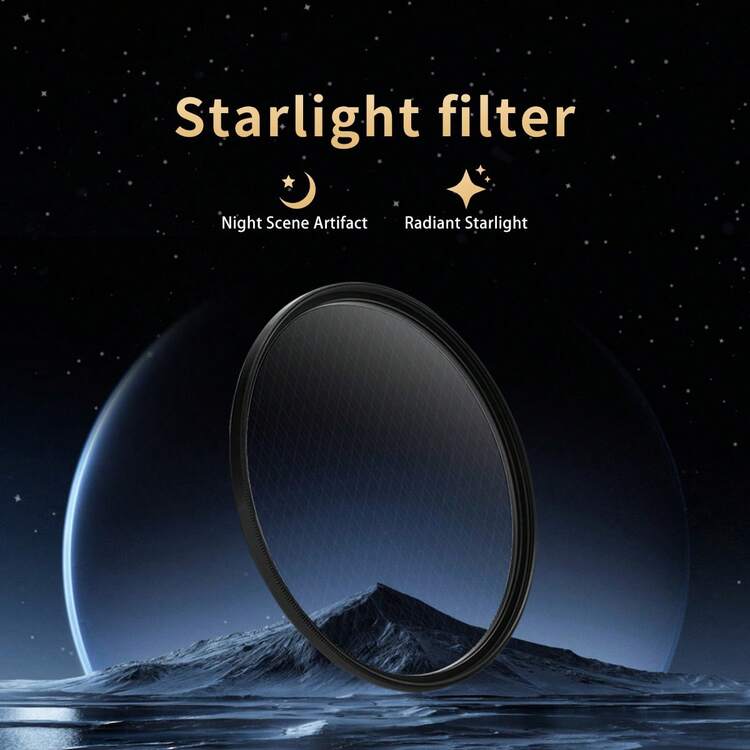 4-Line Starburst Filter, Instantly Transform Night Scenes Into Dreamy, Sparkling Starry Effects, Ideal For Portrait, Jewelry, And Bling Photography, High Definition, Fits Canon, Nikon, Sigma, Tamron DSLR Camera Lenses, Multiple Diameters Available: 37/39/40.5/43/46/49/52/55/58/62/67/72/77/82mm - Starlight Mirror 4-line - Cross - View 2