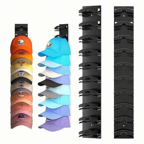 Organizador de gorras de béisbol montado en la pared y perchero para sombreros que ahorra espacio: colgador adhesivo para puertas, armarios y exhibiciones comerciales, sostiene de 8 a 10 gorras, mantiene los sombreros ordenados y fácilmente accesibles, fácil de instalar, solución compacta y resistente para el guardarropa estacional, estilo minimalista y necesidades de exhibición minorista