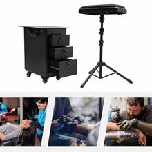 SENDERPICK Trolley per cosmetici con braccioli, trolley per tatuaggi con 3 cassetti, trolley per trucco professionale, tavolo per tatuaggi, espositore per cosmetici, attrezzatura per tatuaggi, trolley per unghie da donna con ruote - trasparente - Visualizzare 3