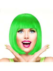 这款活力四射的波波头短假发，大胆前卫的彩色短假发，时尚的派对发型，适合女性，一年四季皆宜。它完美适用于圣诞派对、角色扮演、节日、生日、音乐节、聚会以及日常穿搭。它适合所有年龄段，也非常适合搭配其他节日服装。 - 彩色 - 查看 8