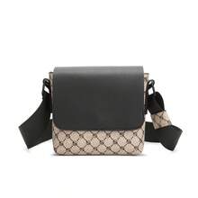 1pc Peach Tree Men's Messenger Bag, PU Leather Flap Crossbody Shoulder Bag, Casual Versatile Daily Use Small Square Bag Pouch - Multicolor - View 17