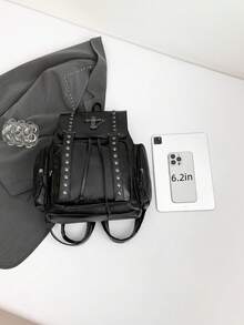 Ręcznie robiony plecak z miękkiej skóry Y2K Baddie, torba dojazdowa Dark Cross & Chain