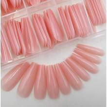 100pc Colored Coffin Press On Nails Long Nude Ballerina False Fake Nail Tips Full Cover Manicure Design Acrylic Nails For Women Teen FFgirls (Nude){Inchcolor_nameinch:InchNudeinch} - 裸體 - 查看 2