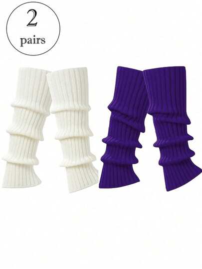2 Pairs Cute Leg Warmers For Women - Knitted Dance , Perfect Fall Winter Stocking Stuffer (Multiple Colors), Cozy