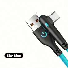 Bent 90 Degree USB C-Cable Fast Charging USB C-Bend Data Cable, Suitable For Compatible With Huawei Gaming C-Cable, Power Delivery Cable, Phone Charging Cable, Compact Design, Flexible C - Multicolor - View 11