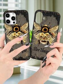 Bee Unique Floral Phone Case  High End | Elegant | Yellow Resistant And Wear-Resistant | Scratch Resistant And Drop Resistant | Wholesale Of Phone Cases - UV Printing (Selected Christmas Gifts, Halloween Gifts, Valentine's Day Gifts, Birthday Gifts - 黑色 - 查看 8