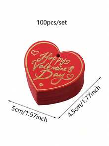 100pcs Happy Valentine's Day Heart-Shaped Kraft Paper Gift Tags - Romantic Hanging Labels For Wedding, Gift Wrapping, Crafts, And Home Decorations - Rustic, Versatile, And Easy To Use - Heart-shaped - View 3