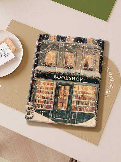 Winter Bookstore IPad Protective Case, Suitable For IPad (A16) 11th Gen 11-Inch (2025 Model), IPad 10th Gen 10.9-Inch (2022 Model), With Pencil Slot, Triple-Fold Stand, Auto Wake/Sleep Function, A Lovely Gift For Back To School, Valentine's Day And Christmas