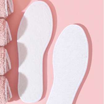 2 par plyschiga varma inläggssulor, tjocka termofodrade bekväma mjuka botteninlägg för kvinnor på vintern