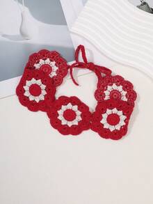 1件手工钩编花朵发箍，红/米/粉三色可选，毛线编织甜美风格发饰，适合女孩日常穿搭，柔软舒适，时尚百搭。 - 彩色 - 查看 15