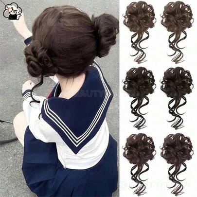 Long Beard Curly Hair Band Wig For Women, Dragon Beard Hair Band, Bun Hair Styling Tool, Curly Bun, Naturally Fluffy, Easy Bun Double Buns