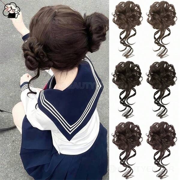 Long Beard Curly Hair Band Wig For Women, Dragon Beard Hair Band, Bun Hair Styling Tool, Curly Bun, Naturally Fluffy, Easy Bun Double Buns