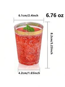 100pcs Gold Cups, 6.76oz Clear Cups With Gold Rim, Gold Beer Mugs, Hard Party Cups, Premium Gold Rimmed Cups, Ideal For Weddings And Parties