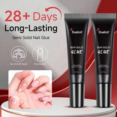 2pcs/1 Bottle Super Strong Nail Glue, 15g, Suitable For Press-On Nails - Quick Drying, Semi-Solid, Long-Lasting, No UV Light Needed