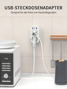 Multiprise 6-en-1 avec 3 prises AC, adaptateur de voyage 4000W/16A avec port de charge rapide USB-C PD 20W, noir blanc - Prise de type F UE (220-240 V) - Voir 4