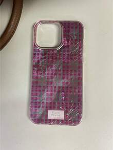 粉色格子图案可爱硅胶手机壳，适用于 16 Pro Max/17/12/14 Pro/15 Pro Max/13/XS Max，简约防震全包保护 - 粉色 - 查看 10