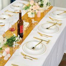 100PCS 12oz Disposable Gold Rim Plastic Bowls, Heavy Duty Dessert Salad Serving Bowls, Fancy Tableware For Wedding, Valentine's Day, Birthday Parties & Banquet Events - Gold - View 6