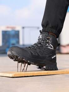 GUYISA Nuevos zapatos de seguridad de caña alta con puntera de acero, anti-aplastamiento, anti-perforación, botas tácticas de moda para minería y construcción, color negro, impermeables, suela de goma suave, cómodos y duraderos, adecuados para todas las estaciones