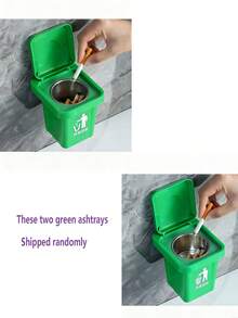 DIY不锈钢壁挂式带盖烟灰缸 - 防灰，创意办公烟灰缸，创意家居浴室装饰